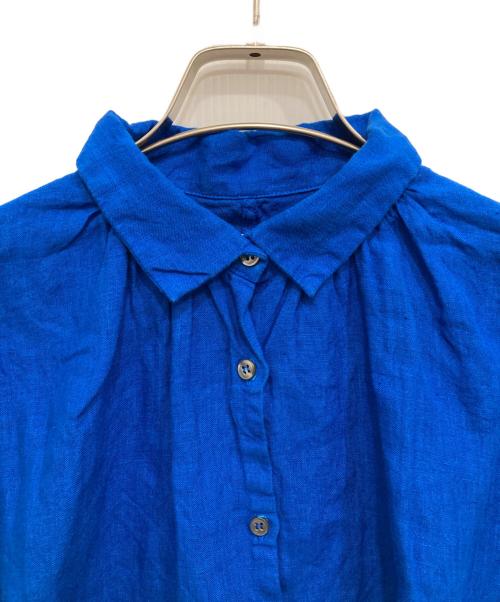 Honnete（オネット）Honnete (オネット) リネンギャザー半袖ブラウス ブルー サイズ:Fの古着・服飾アイテム