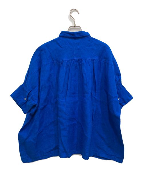 Honnete（オネット）Honnete (オネット) リネンギャザー半袖ブラウス ブルー サイズ:Fの古着・服飾アイテム