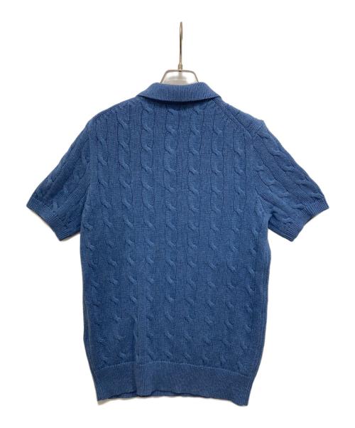 POLO RALPH LAUREN（ポロ・ラルフローレン）POLO RALPH LAUREN (ポロ・ラルフローレン) 半袖ケーブルニットポロシャツ ブルー サイズ:XSの古着・服飾アイテム