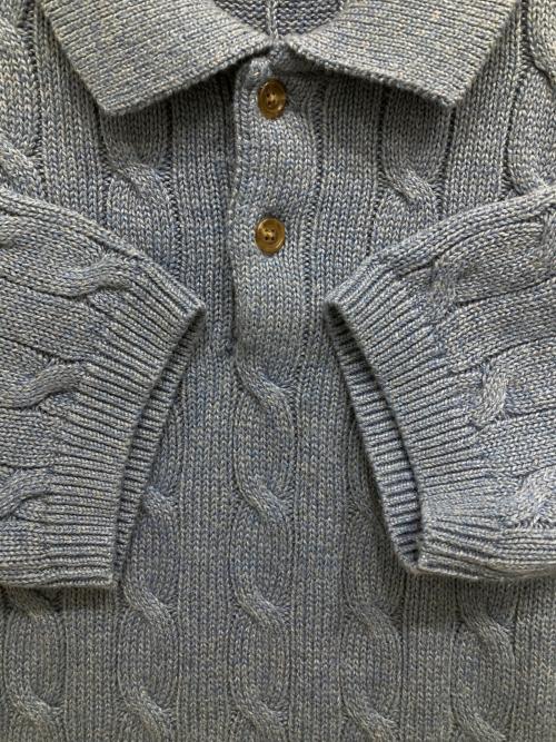 POLO RALPH LAUREN（ポロ・ラルフローレン）POLO RALPH LAUREN (ポロ・ラルフローレン) 半袖ケーブルニットポロシャツ ブルー サイズ:XSの古着・服飾アイテム