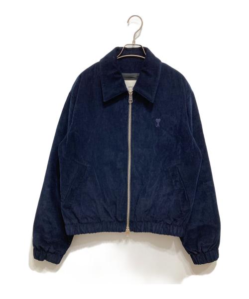 ami（アミ）ami (アミ) 胸ロゴコーデュロイボンバージャケット ネイビー サイズ:Mの古着・服飾アイテム