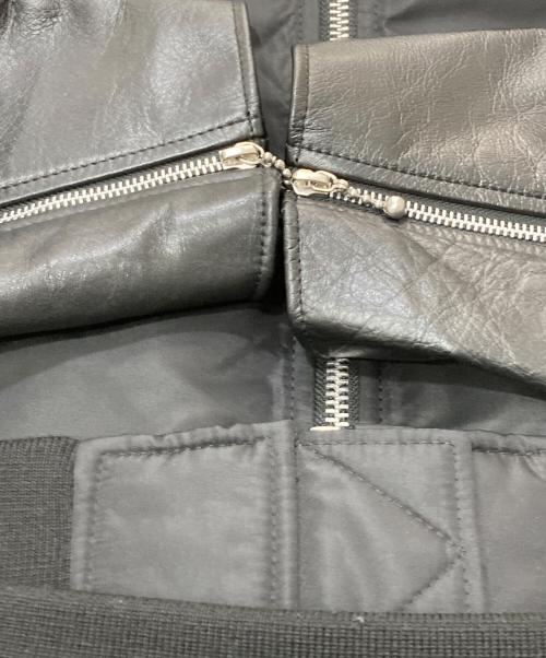 UNDERCOVER（アンダーカバー）UNDERCOVER (アンダーカバー) レザースリーブナイロンMA-1 ブラック サイズ:Mの古着・服飾アイテム