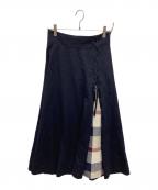 BURBERRY BLUE LABELバーバリー ブルー レーベル）の古着「ウールロングスカート」｜ネイビー