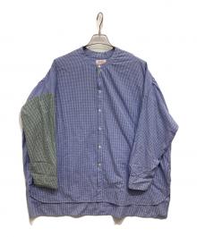 GALLEGO DESPORTES（ギャレゴデスポート）の古着「パネル切替ストライプシャツ」｜ブルー