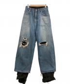 LOADINGROOMローディングルーム）の古着「Double denim track pants」｜ブラック