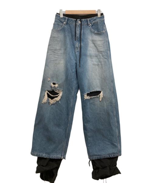 LOADINGROOM（ローディングルーム）LOADINGROOM (ローディングルーム) Double denim track pants ブラック サイズ:１の古着・服飾アイテム