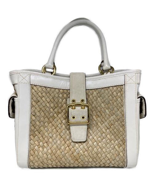 COACH（コーチ）COACH (コーチ) 編み込みハンドバッグ ホワイトの古着・服飾アイテム