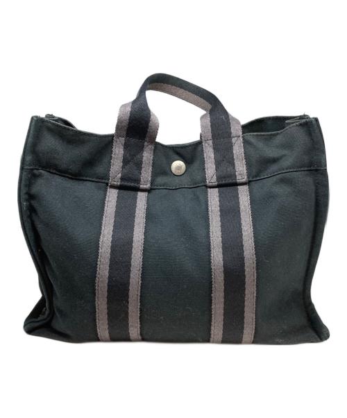 HERMES（エルメス）HERMES (エルメス) フールトゥPM/キャンバストートバッグ ブラックの古着・服飾アイテム