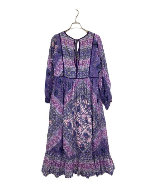 ne quittez pas（ヌキテパ）ne quittez pas (ヌキテパ) ETHNIC PRINT FRILLED DRESS パープル サイズ:記載なしの古着・服飾アイテム