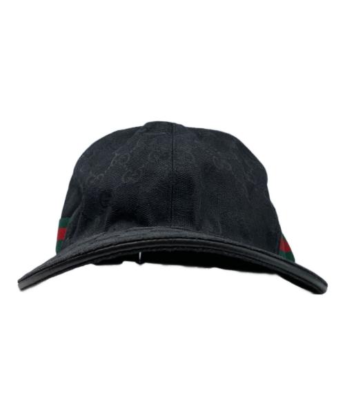GUCCI（グッチ）GUCCI (グッチ) GGキャンバスシェリーラインベースボールキャップ ブラック サイズ:M(58)の古着・服飾アイテム