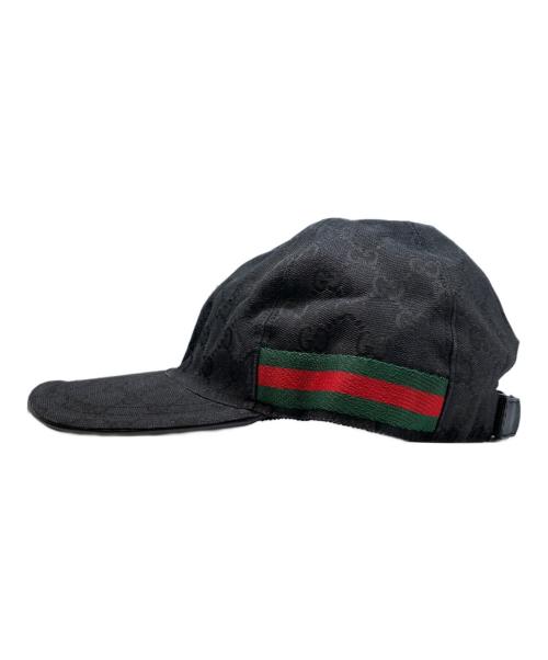 GUCCI（グッチ）GUCCI (グッチ) GGキャンバスシェリーラインベースボールキャップ ブラック サイズ:M(58)の古着・服飾アイテム