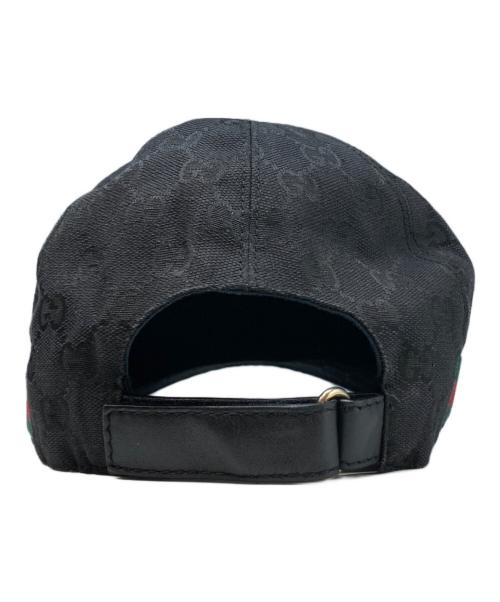 GUCCI（グッチ）GUCCI (グッチ) GGキャンバスシェリーラインベースボールキャップ ブラック サイズ:M(58)の古着・服飾アイテム