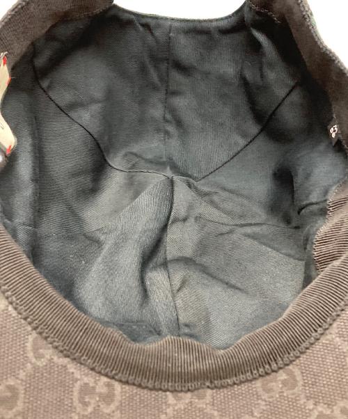 GUCCI（グッチ）GUCCI (グッチ) GGキャンバスシェリーラインベースボールキャップ ブラック サイズ:M(58)の古着・服飾アイテム