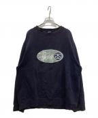 stussyステューシー）の古着「90's ロゴ刺繍スウェット」｜ネイビー