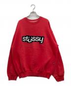 stussyステューシー）の古着「ロゴ刺繍スウェット」｜レッド