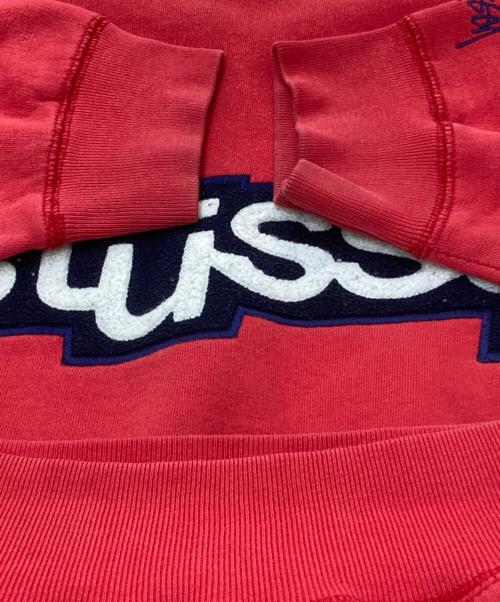 stussy（ステューシー）stussy (ステューシー) ロゴ刺繍スウェット レッド サイズ:XLの古着・服飾アイテム