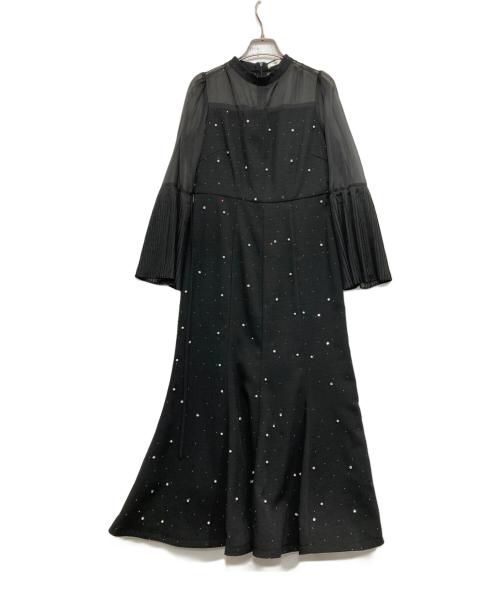 LeJa（レジャ）LeJa (レジャ) パールビジュープリーツフレアスリーブマーメイドワンピースドレス ブラック サイズ:Sの古着・服飾アイテム