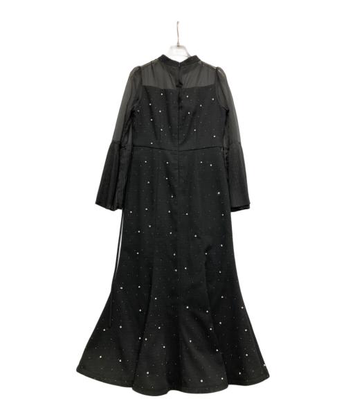 LeJa（レジャ）LeJa (レジャ) パールビジュープリーツフレアスリーブマーメイドワンピースドレス ブラック サイズ:Sの古着・服飾アイテム