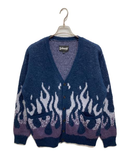 Schott（ショット）Schott (ショット) ファイヤーモヘアカーディガン ブルー サイズ:Lの古着・服飾アイテム
