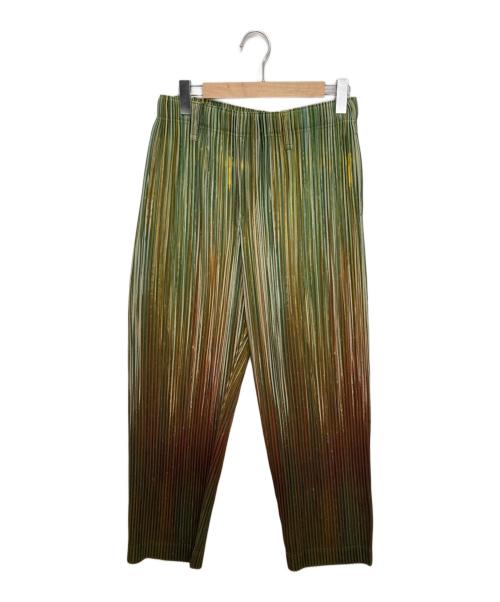 HOMME PLISSE ISSEY MIYAKE（オム プリッセ イッセイ ミヤケ）HOMME PLISSE ISSEY MIYAKE (オム プリッセ イッセイ ミヤケ) PAINT BRUSH CLOSE-UP/グラデーションプリーツパンツ グリーン サイズ:3の古着・服飾アイテム