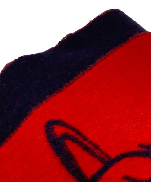 Vivienne Westwood（ヴィヴィアンウエストウッド）Vivienne Westwood (ヴィヴィアンウエストウッド) オーブロゴマフラー ネイビー×レッドの古着・服飾アイテム