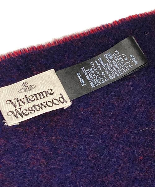 Vivienne Westwood（ヴィヴィアンウエストウッド）Vivienne Westwood (ヴィヴィアンウエストウッド) オーブロゴマフラー ネイビー×レッドの古着・服飾アイテム