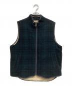 L.L.Beanエルエルビーン）の古着「裏ボアチェックウールベスト」｜グリーン×ブラック