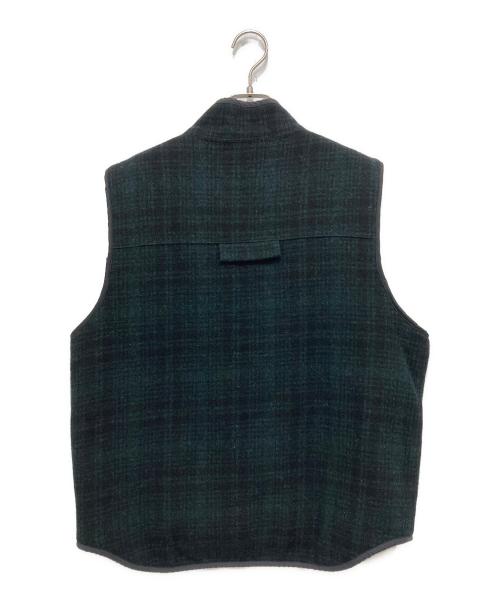 L.L.Bean（エルエルビーン）L.L.Bean (エルエルビーン) 裏ボアチェックウールベスト グリーン×ブラック サイズ:Mの古着・服飾アイテム