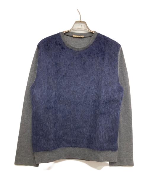 MARNI（マルニ）MARNI (マルニ) ファーパネルニット ネイビー サイズ:48の古着・服飾アイテム