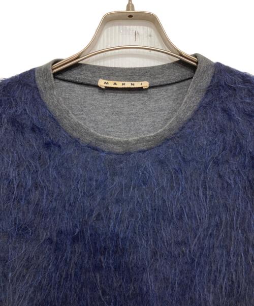 MARNI（マルニ）MARNI (マルニ) ファーパネルニット ネイビー サイズ:48の古着・服飾アイテム