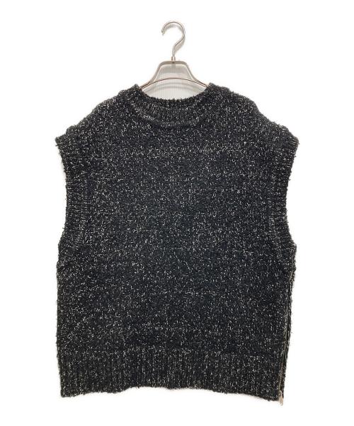 CLANE（クラネ）CLANE (クラネ) SIDE ZIP TWEED KNIT VEST ブラック サイズ:不明の古着・服飾アイテム