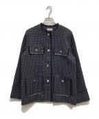 IENAイエナ）の古着「＆NAVYノーカラーツィード ジャケット」｜ブラック