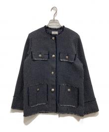 IENA（イエナ）の古着「＆NAVYノーカラーツィード ジャケット」｜ブラック