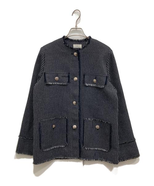 IENA（イエナ）IENA (イエナ) ＆NAVYノーカラーツィード ジャケット ブラック サイズ:38の古着・服飾アイテム