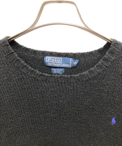 POLO RALPH LAUREN（ポロ・ラルフローレン）POLO RALPH LAUREN (ポロ・ラルフローレン) ウールコットンニット ブラック サイズ:XXLの古着・服飾アイテム