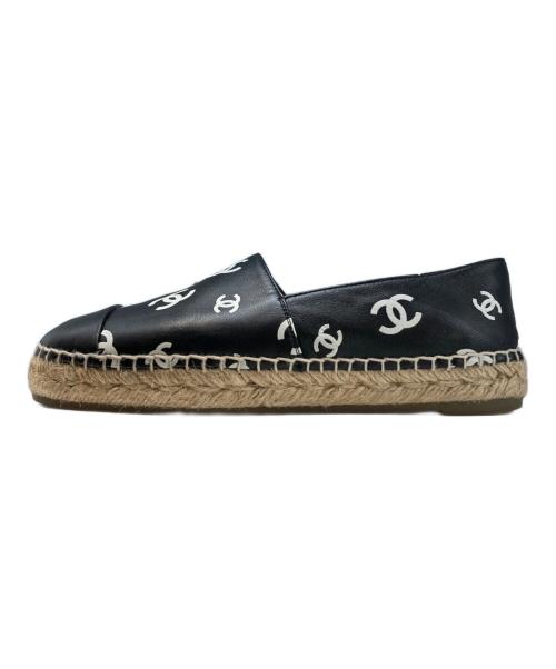 CHANEL（シャネル）CHANEL (シャネル) ココマークエスパドリーユスリッポン ブラック サイズ:SIZE37の古着・服飾アイテム