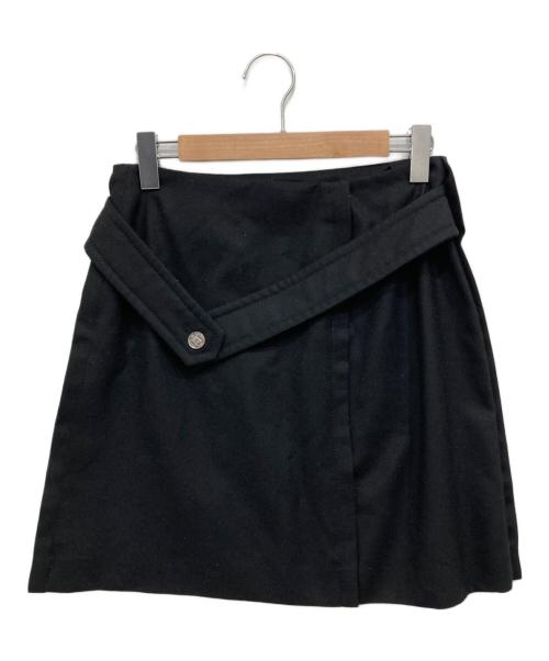 CHANEL（シャネル）CHANEL (シャネル) 00’sベルト付きウールメルトンミニスカート ブラック サイズ:SIZE40の古着・服飾アイテム