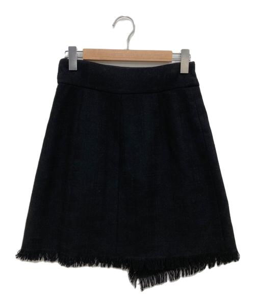 CHANEL（シャネル）CHANEL (シャネル) ツイードフリンジラップミニスカート ブラック サイズ:SIZE38の古着・服飾アイテム