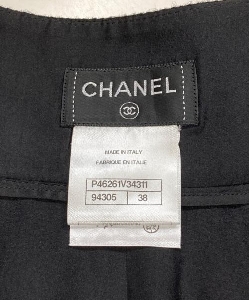 CHANEL（シャネル）CHANEL (シャネル) ツイードフリンジラップミニスカート ブラック サイズ:SIZE38の古着・服飾アイテム