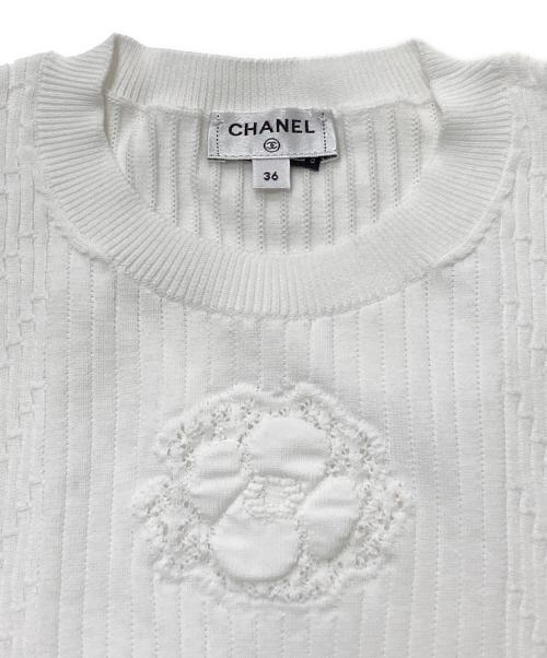 CHANEL（シャネル）CHANEL (シャネル) 半袖ニット ホワイト サイズ:SIZE36の古着・服飾アイテム