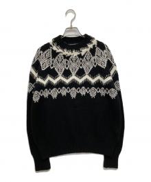 ermanno scervino（エルマノシェルビーノ）の古着「レース刺繍ニット」｜ブラック