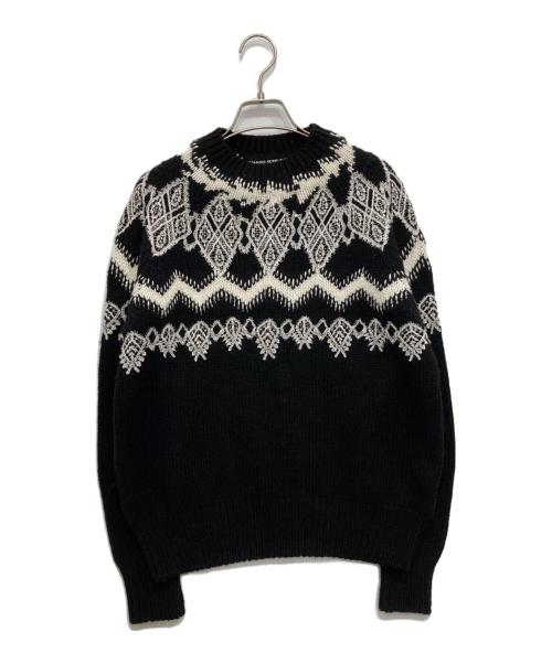 ermanno scervino（エルマノシェルビーノ）ERMANNO SCERVINO (エルマノシェルビーノ) レース刺繍ニット ブラック サイズ:Ｓの古着・服飾アイテム