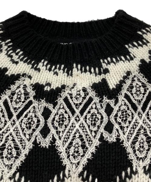 ermanno scervino（エルマノシェルビーノ）ERMANNO SCERVINO (エルマノシェルビーノ) レース刺繍ニット ブラック サイズ:Ｓの古着・服飾アイテム