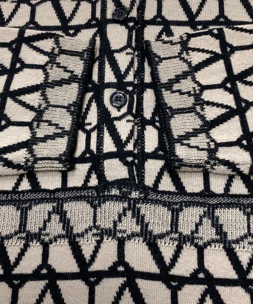 VALENTINO（ヴァレンティノ）VALENTINO (ヴァレンティノ) Vロゴニットカーディガン ベージュ サイズ:Mの古着・服飾アイテム