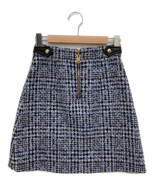 LOUIS VUITTON（ルイ ヴィトン）LOUIS VUITTON (ルイ ヴィトン) モノグラムツイードスカート スカイブルー サイズ:SIZE36の古着・服飾アイテム