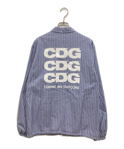 CDG（シーディージー）CDG (シーディージー) ストライプコーチジャケット ブルー サイズ:Mの古着・服飾アイテム