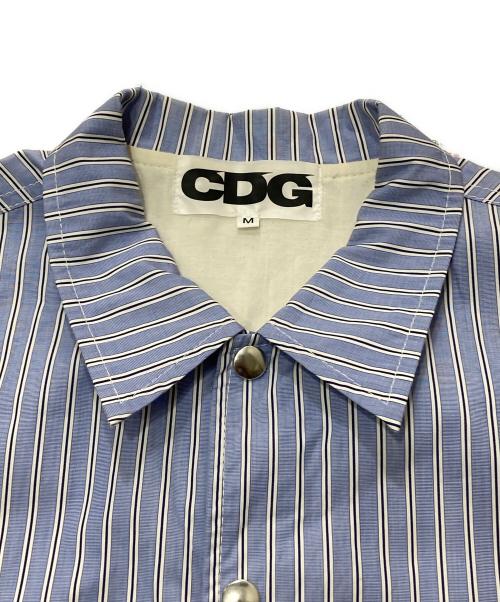 CDG（シーディージー）CDG (シーディージー) ストライプコーチジャケット ブルー サイズ:Mの古着・服飾アイテム