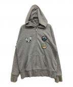 stussyステューシー）の古着「裏サーマルジップパーカー」｜グレー