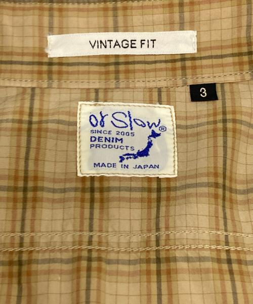 orSlow（オアスロウ）orSlow (オアスロウ) マチ付チェックシャツ ベージュ サイズ:３の古着・服飾アイテム