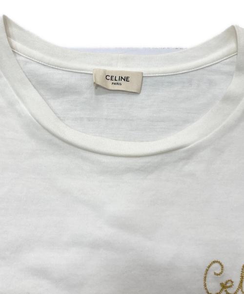 CELINE（セリーヌ）CELINE (セリーヌ) ロゴエンブロイダリー Tシャツ ホワイト サイズ:Ｓの古着・服飾アイテム